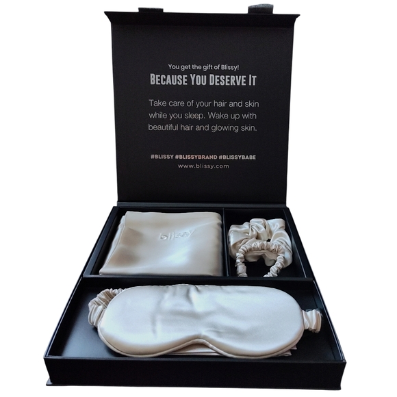 Blissy Silk Dream Sleep Set in Champagne - Picture 4 of 4